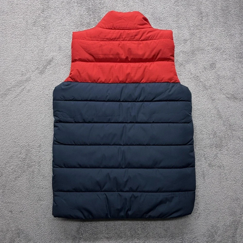 Puma Puffer Vest‎ Boys Medium 10/12 Red Gray Navy Quilted Sleeveless Zip Front